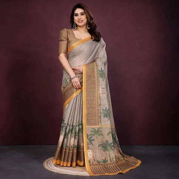 Grey_Silk_Blend_Saree_For_Women
