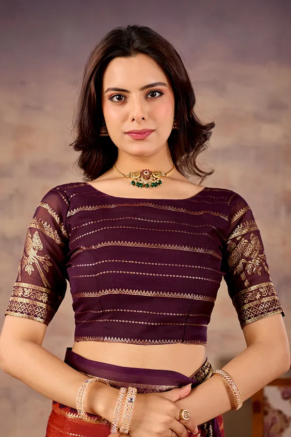 Purple_And_Orange_Pure_Georgette_Saree_For_Women
