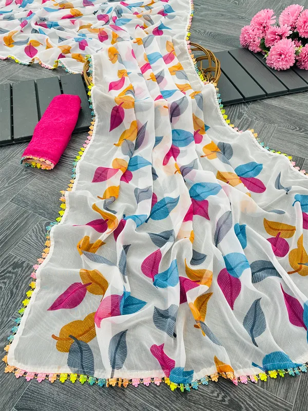 Multicolor_Pure_Chiffon_Saree_For_Women