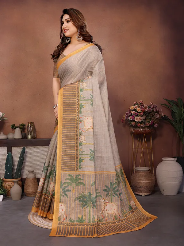 Grey_Silk_Blend_Saree_For_Women