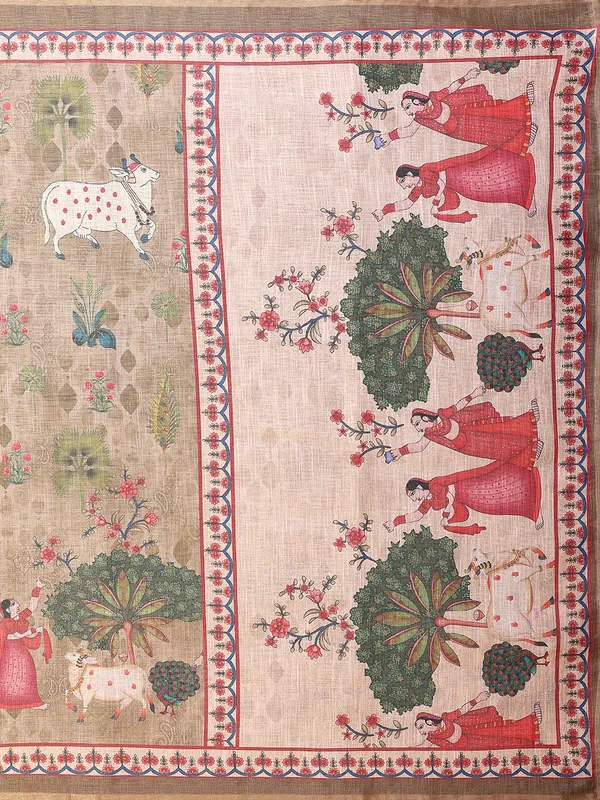 Beige_Silk_Blend_Saree_For_Women