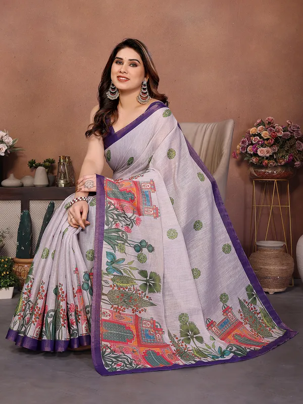 Lavender_Silk_Blend_Saree_For_Women
