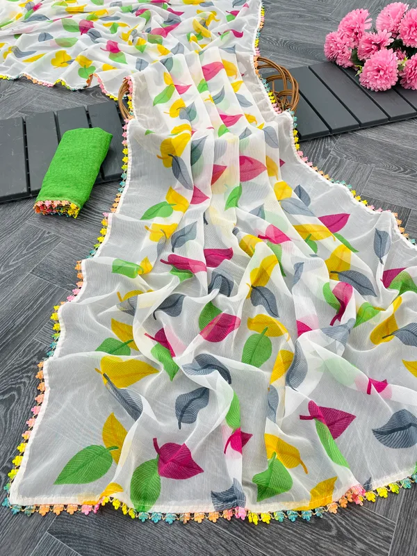 White,_Green,_Pink,_Yellow,_Grey_Pure_Chiffon_Saree_For_Women