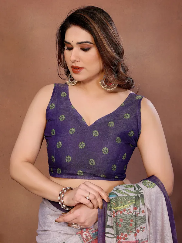 Lavender_Silk_Blend_Saree_For_Women