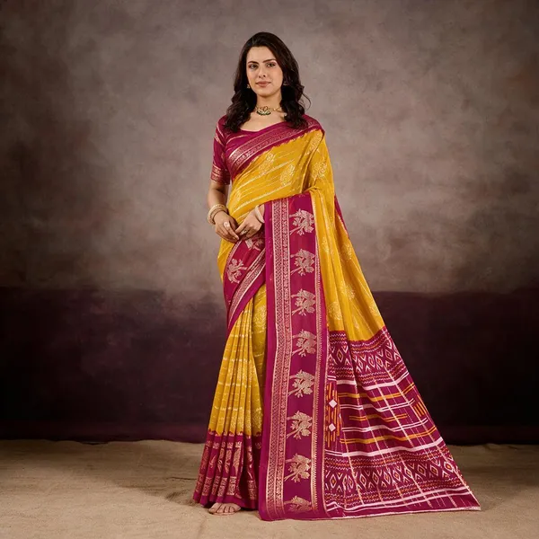 Yellow,_Magenta_Pure_Georgette_Saree_For_Women