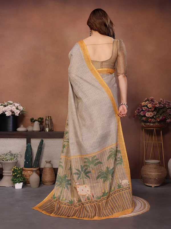 Grey_Silk_Blend_Saree_For_Women