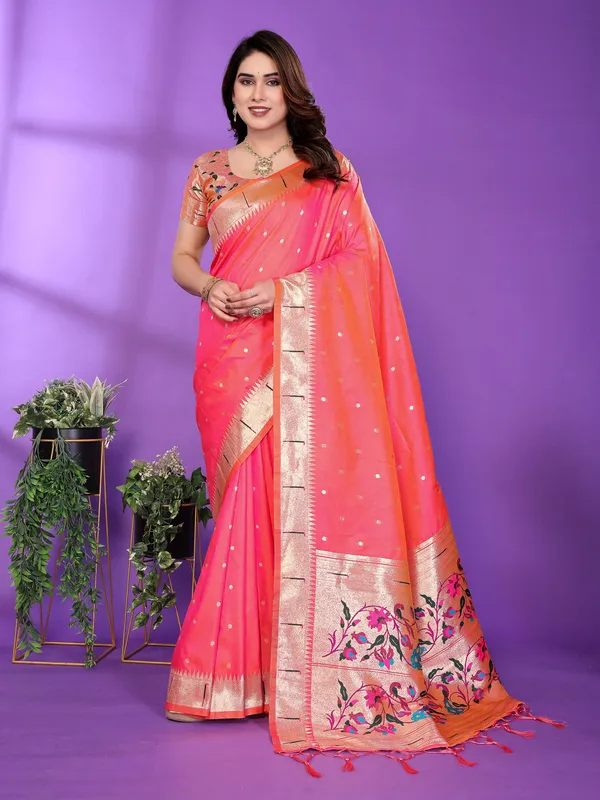 Coral_Pink_Silk_Cotton_Saree_For_Women