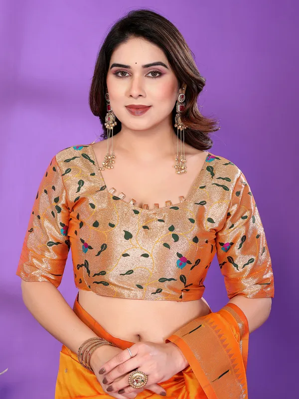 Orange_Silk_Cotton_Saree_For_Women