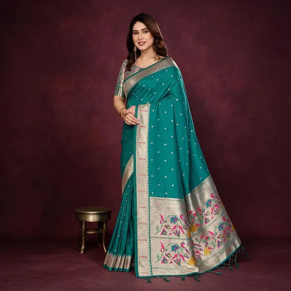 Teal_Silk_Cotton_Saree_For_Women