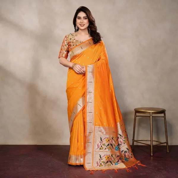 Orange_Silk_Cotton_Saree_For_Women