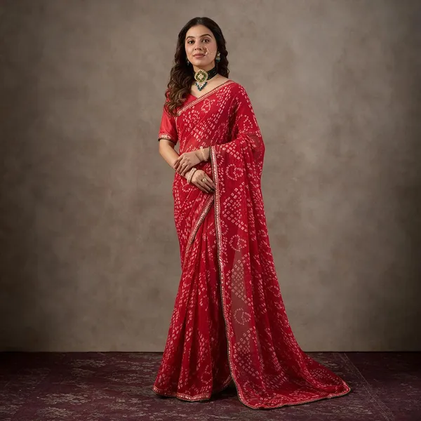Red_Pure_Georgette_Saree_For_Women