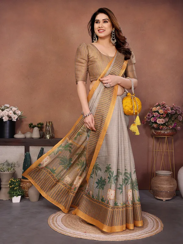 Grey_Silk_Blend_Saree_For_Women