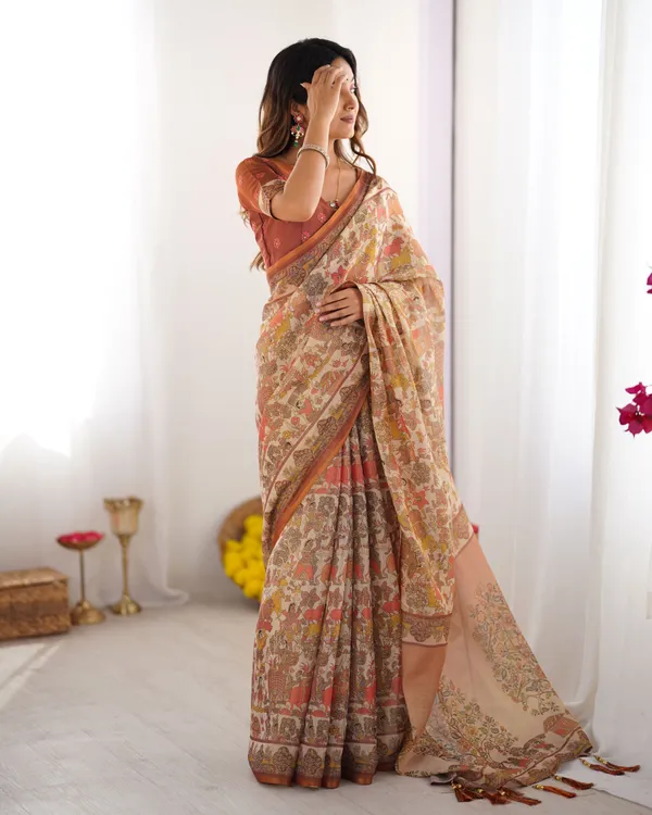 Pink_Linen_Saree_For_Women
