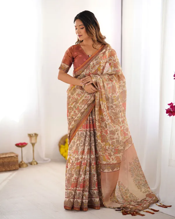 Pink_Linen_Saree_For_Women