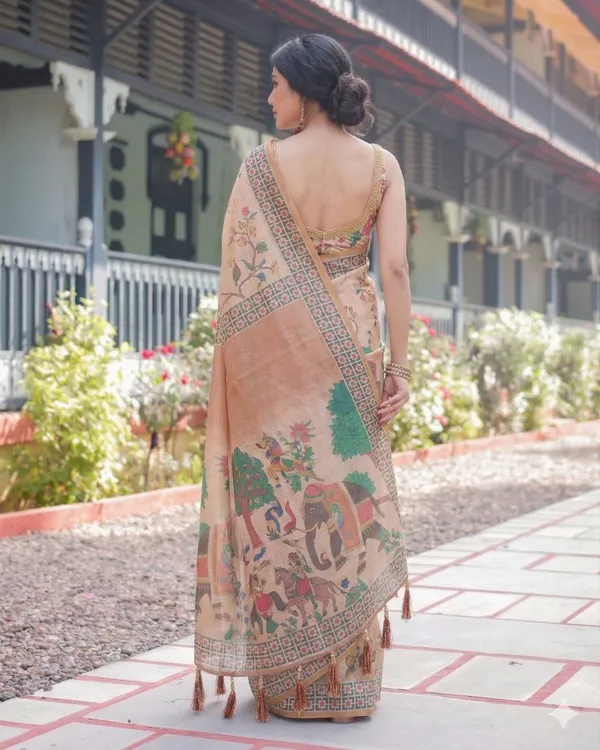 Beige_Linen_Saree_For_Women