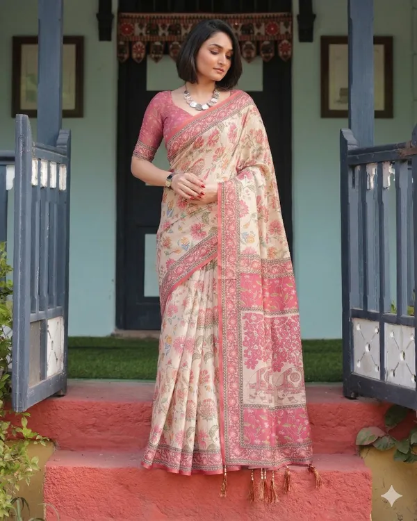 Beige_Linen_Saree_For_Women
