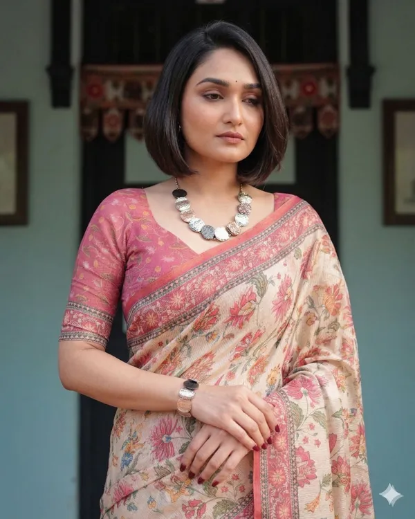 Beige_Linen_Saree_For_Women