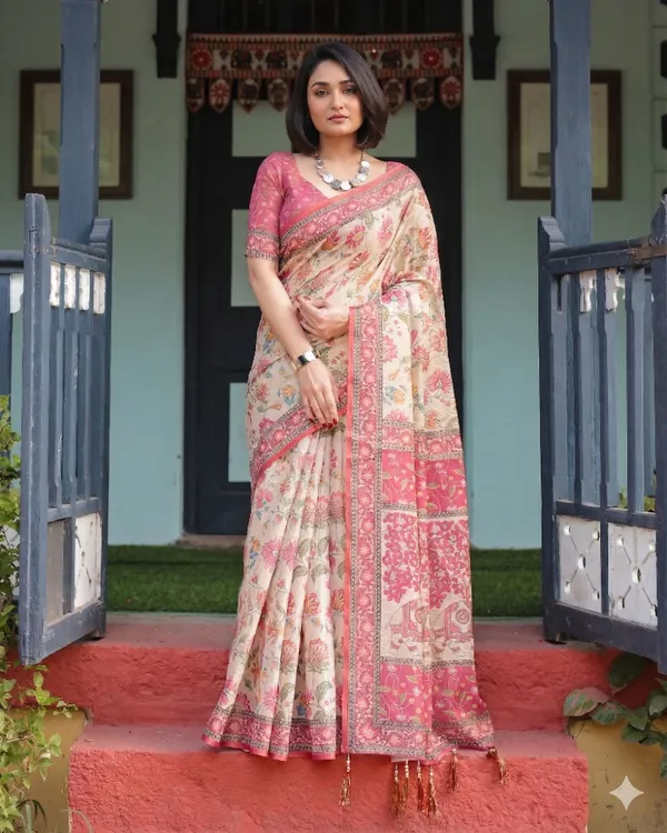 Beige_Linen_Saree_For_Women