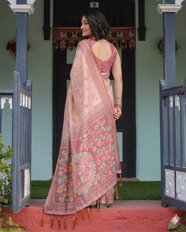 Pink_Linen_Saree_For_Women