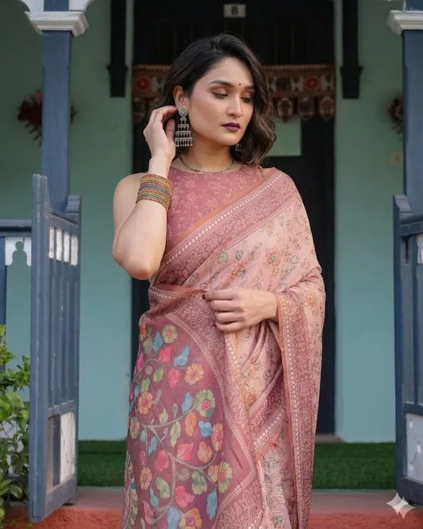 Pink_Linen_Saree_For_Women