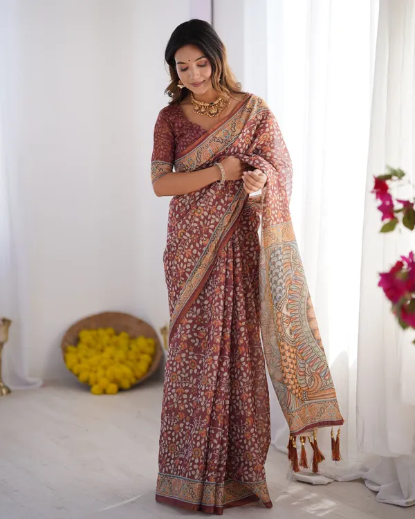 Pink_Linen_Saree_For_Women