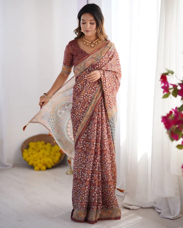 Pink_Linen_Saree_For_Women