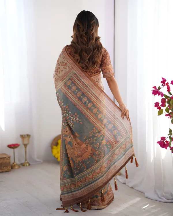 Beige_Linen_Saree_For_Women