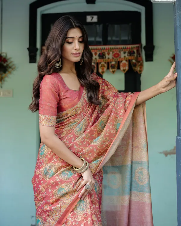Pink_Linen_Saree_For_Women