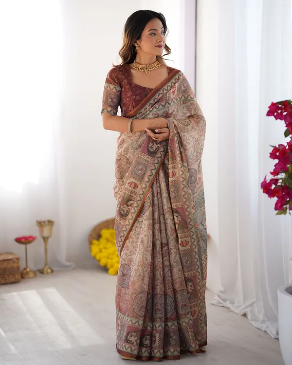 Multicolor_Linen_Saree_For_Women