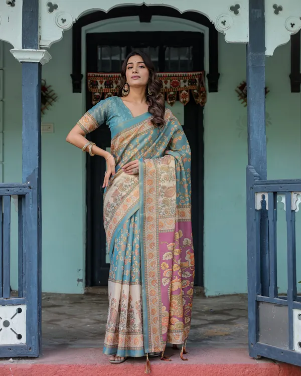 Blue_Linen_Saree_For_Women