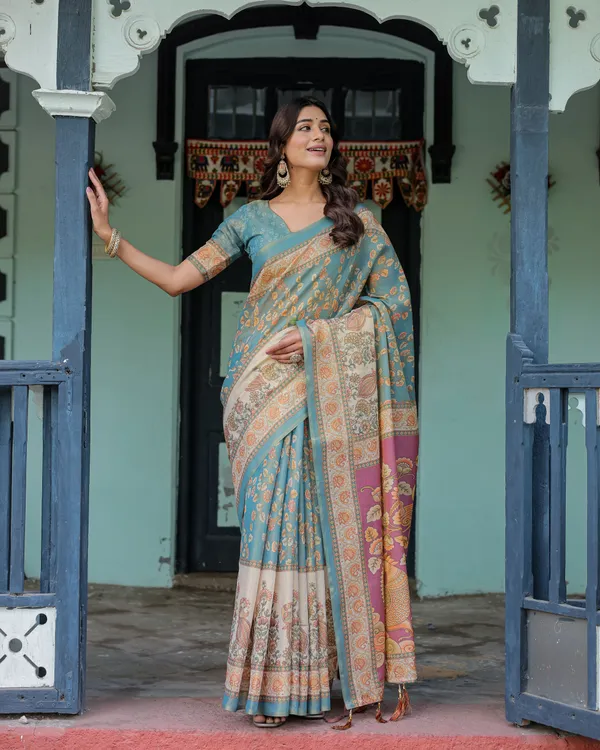 Blue_Linen_Saree_For_Women