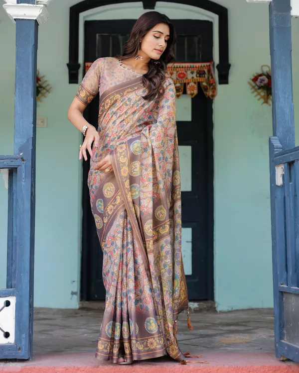 Beige_Linen_Saree_For_Women