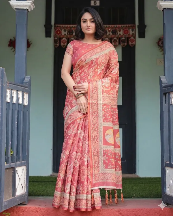 Pink_Linen_Saree_For_Women