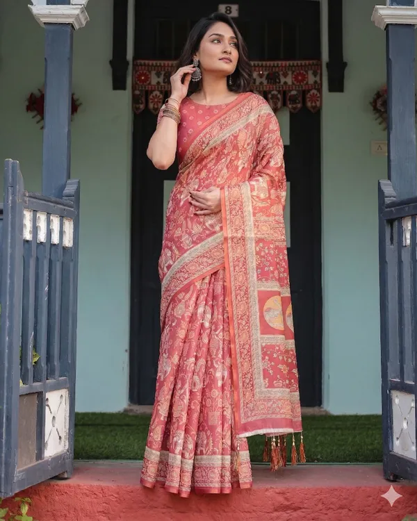 Pink_Linen_Saree_For_Women
