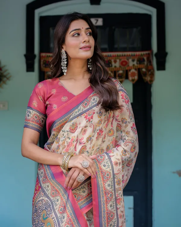 Beige_Linen_Saree_For_Women