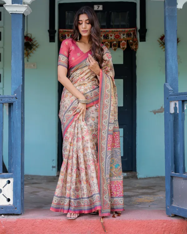 Beige_Linen_Saree_For_Women