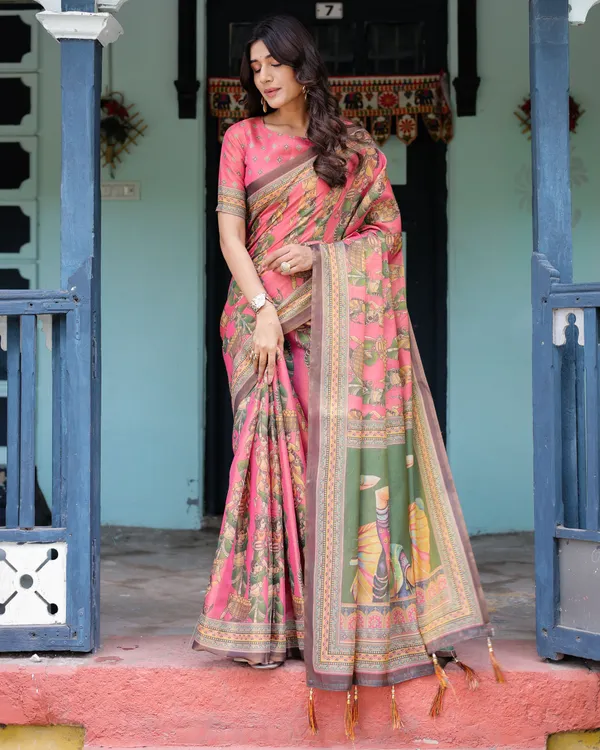Pink_Linen_Saree_For_Women