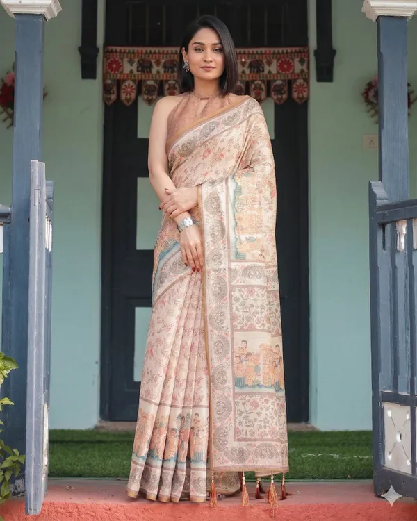 Beige_Linen_Saree_For_Women