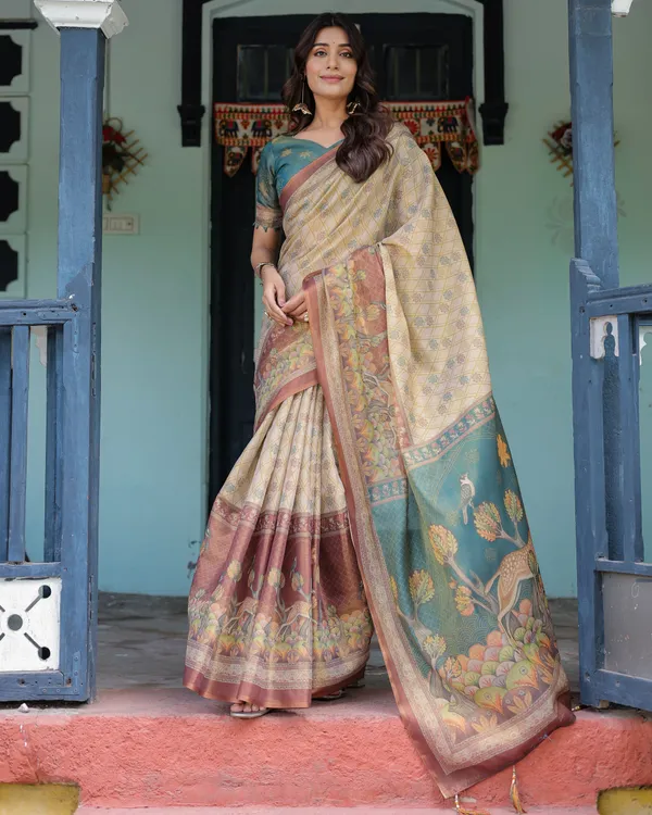 Blue_Linen_Saree_For_Women