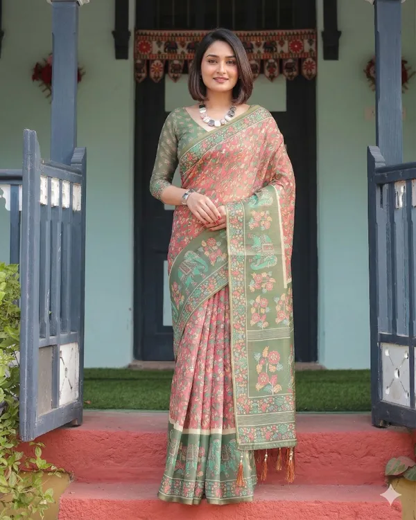 Red_Linen_Saree_For_Women