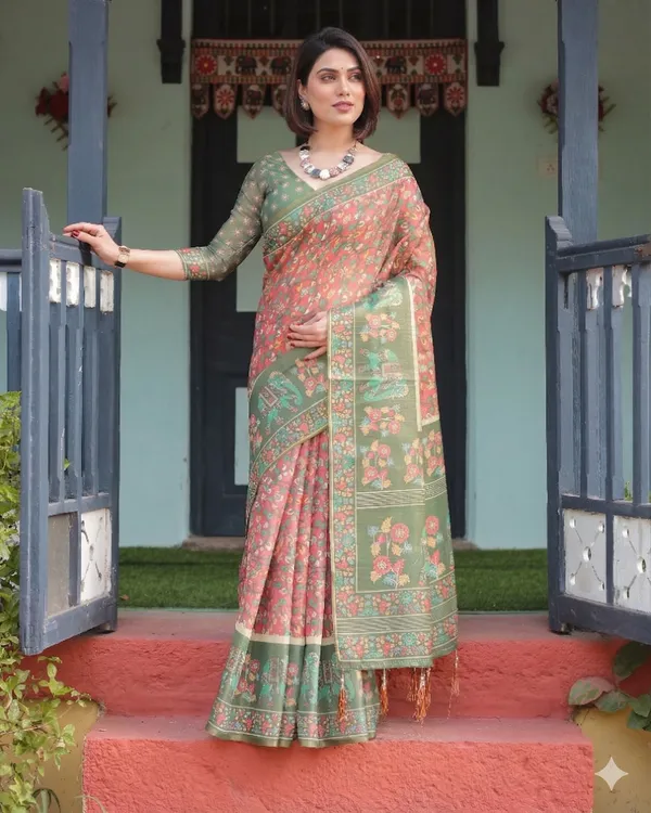 Red_Linen_Saree_For_Women
