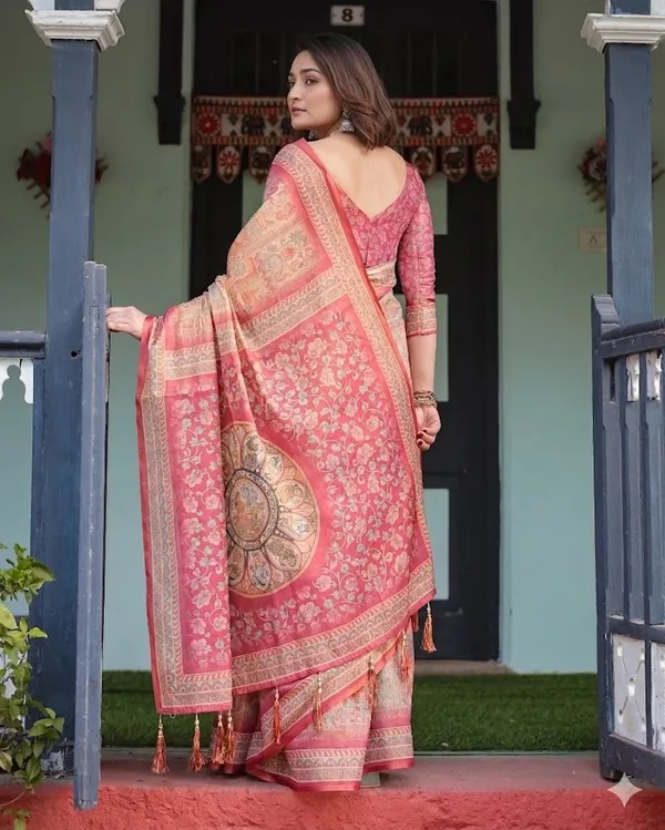 Pink_Linen_Saree_For_Women