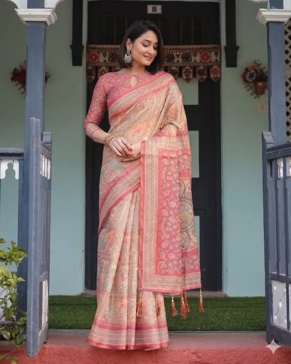 Pink_Linen_Saree_For_Women