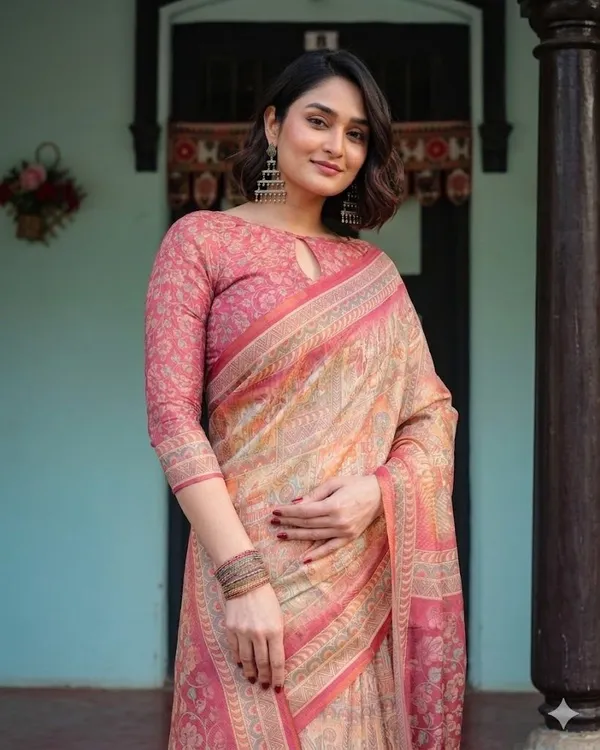 Pink_Linen_Saree_For_Women