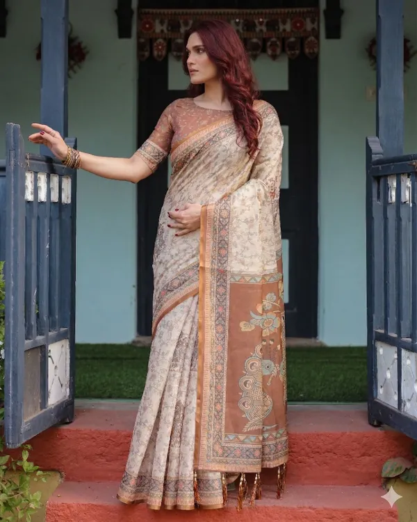 Beige_Linen_Saree_For_Women