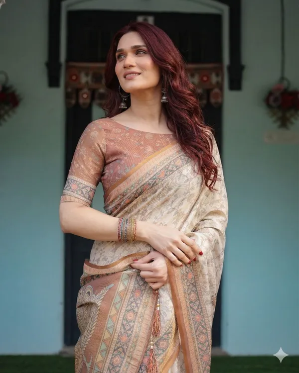 Beige_Linen_Saree_For_Women
