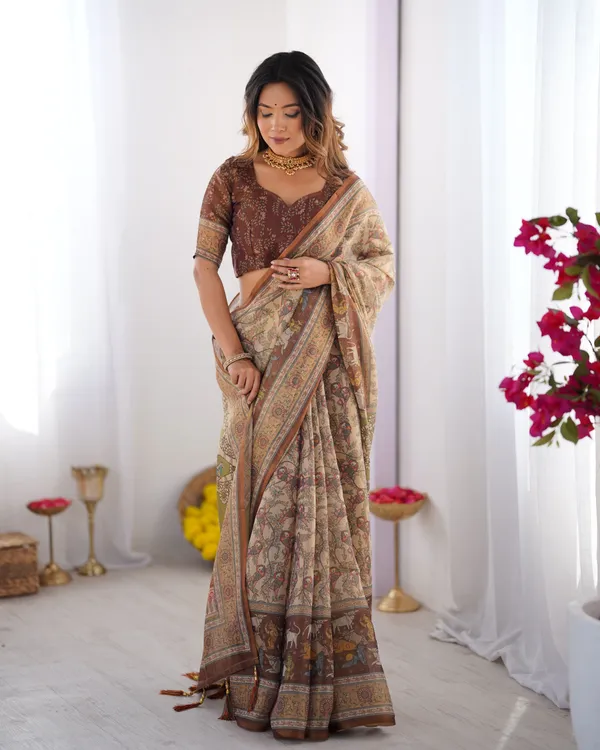 Beige_Linen_Saree_For_Women