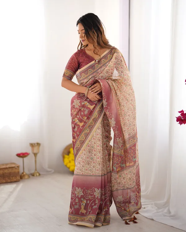 Beige_Linen_Saree_For_Women