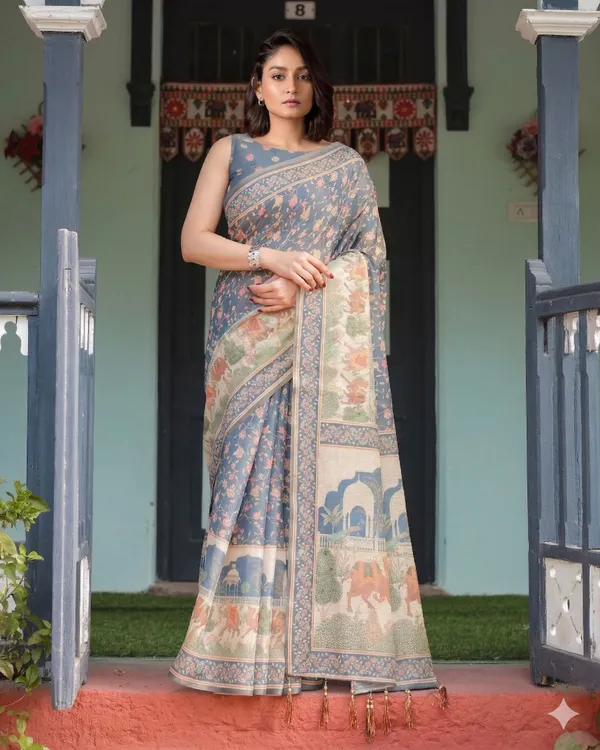 Grey_Linen_Saree_For_Women