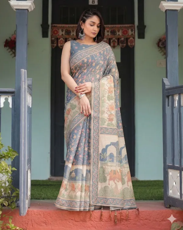 Grey_Linen_Saree_For_Women